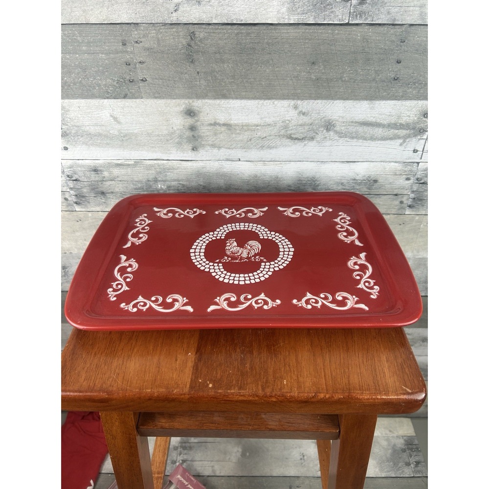Temp-tations Doodle Doo Red Rooster Rectangle Serving Platter Tray 15.5 X 10.5